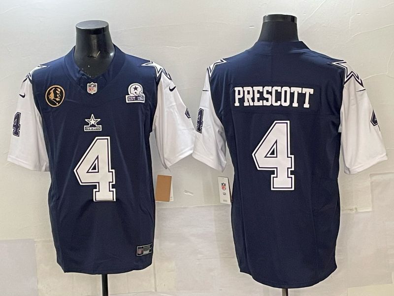 Men 2025 Nike Dallas Cowboys #4 Prescott Drak Blue 4th generation Limited NFL Jersey 02->dallas cowboys->NFL Jersey